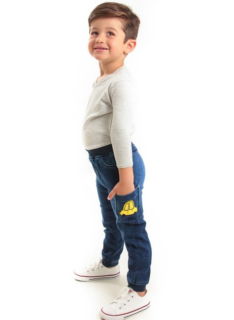 Calça Jeans Infantil Moletom Jogger Baby