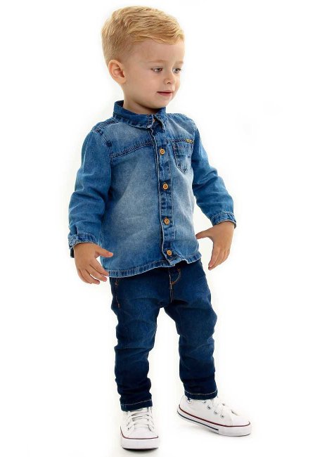 Calça Jeans Infantil Camisa Jean Bebe Camisa Body Jeans Bebê